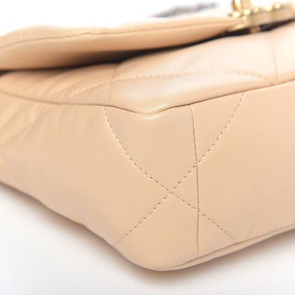 Chanel Shiny Goatskin Quilted Medium Chanel 19 Flap Beige 9 of 11