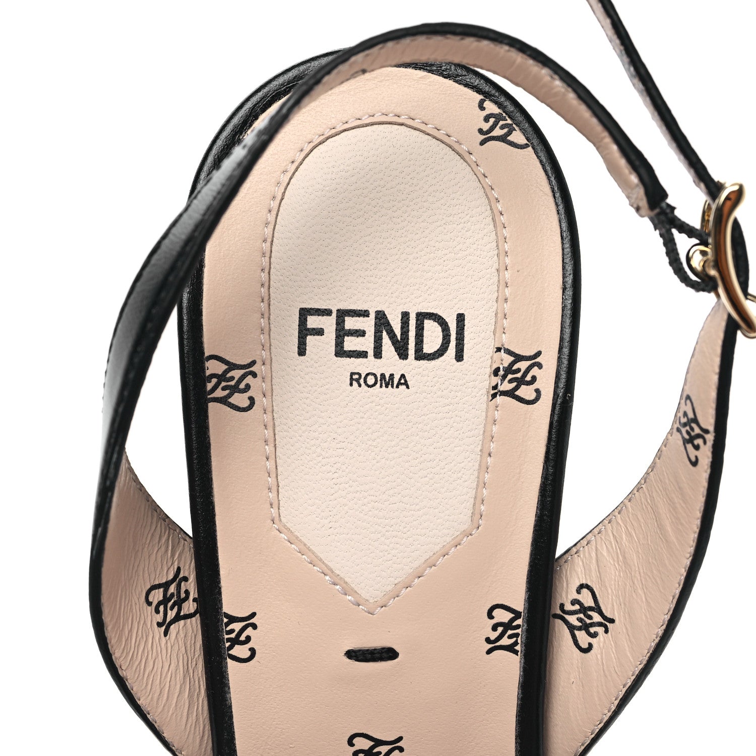 Fendi Calfskin Karligraphy Embossed Ffreedom Slingback Sandals 36 Black 7 of 8