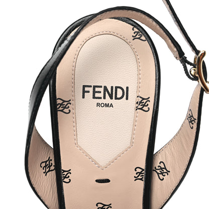 Fendi Calfskin Karligraphy Embossed Ffreedom Slingback Sandals 36 Black 7 of 8