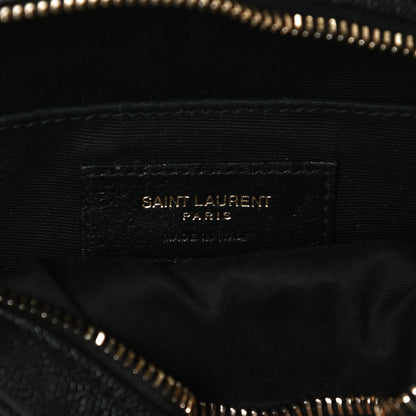Saint Laurent Grain De Poudre Matelasse Chevron Quilted Round Vinyle Camera Bag Black 6 of 12
