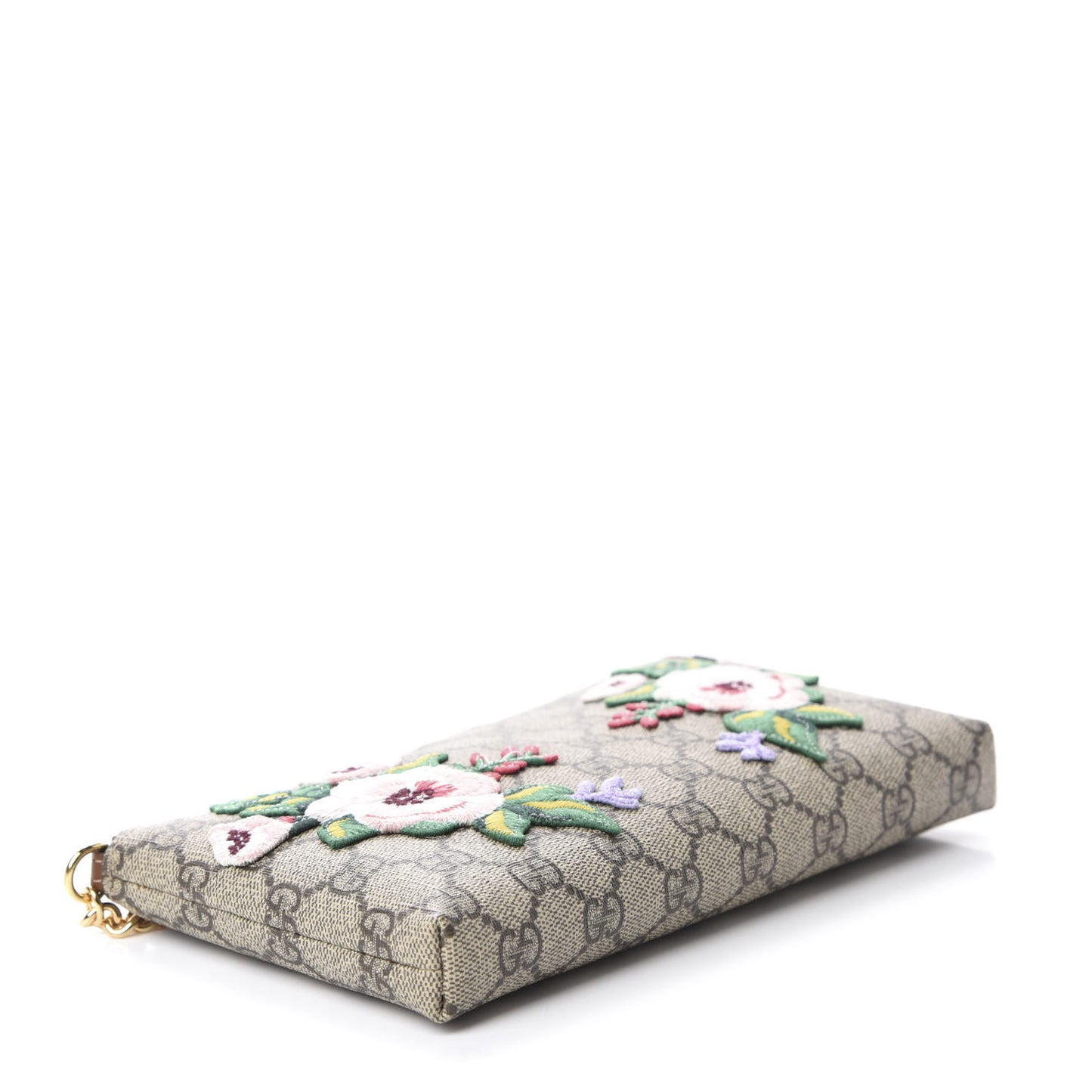 GG Supreme Monogram Embroidered Flower Chain Wrist Wallet