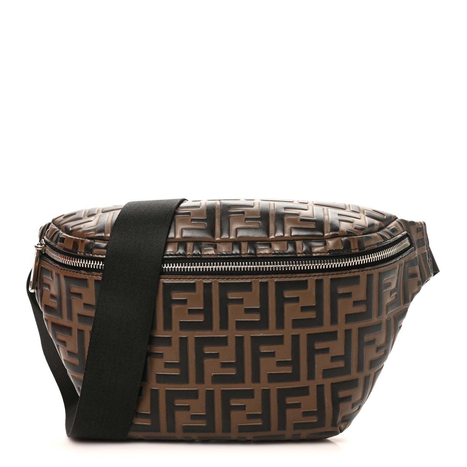 Fendi Vitello Century Bi-Color FF 1974 Embossed Belt Bag Maya Black 8 of 10