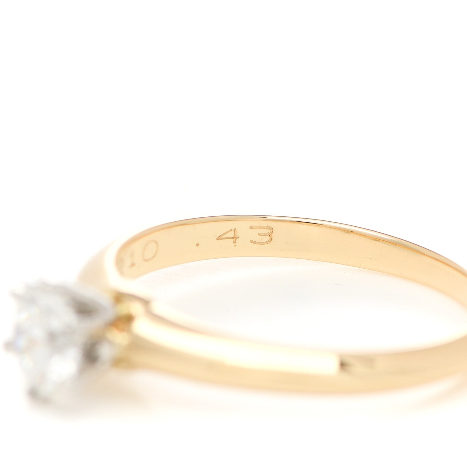 Tiffany 18K Yellow Gold Platinum Diamond .43ct Solitaire Engagement Ring 49 5 8 of 8