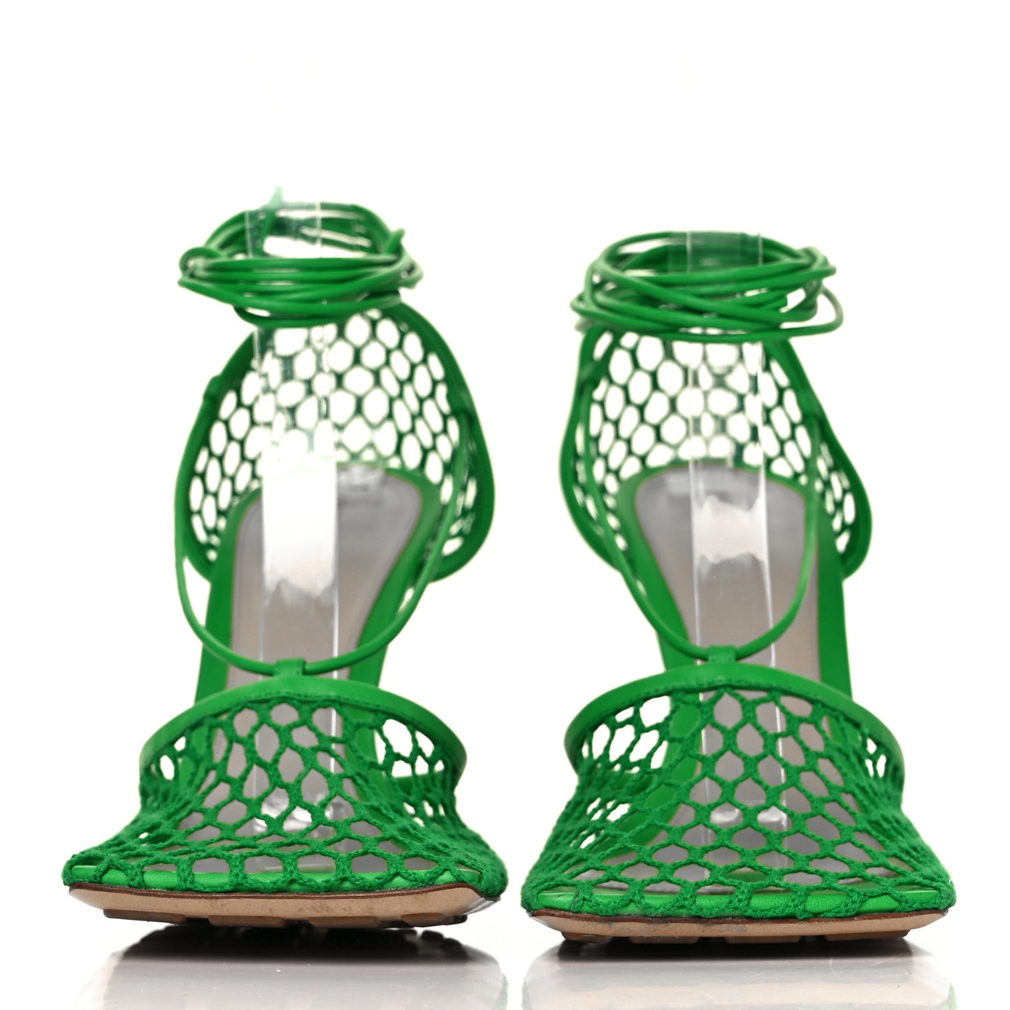 Mesh Nappa Stretch Ankle Tie 90mm Sandals 39 Grass