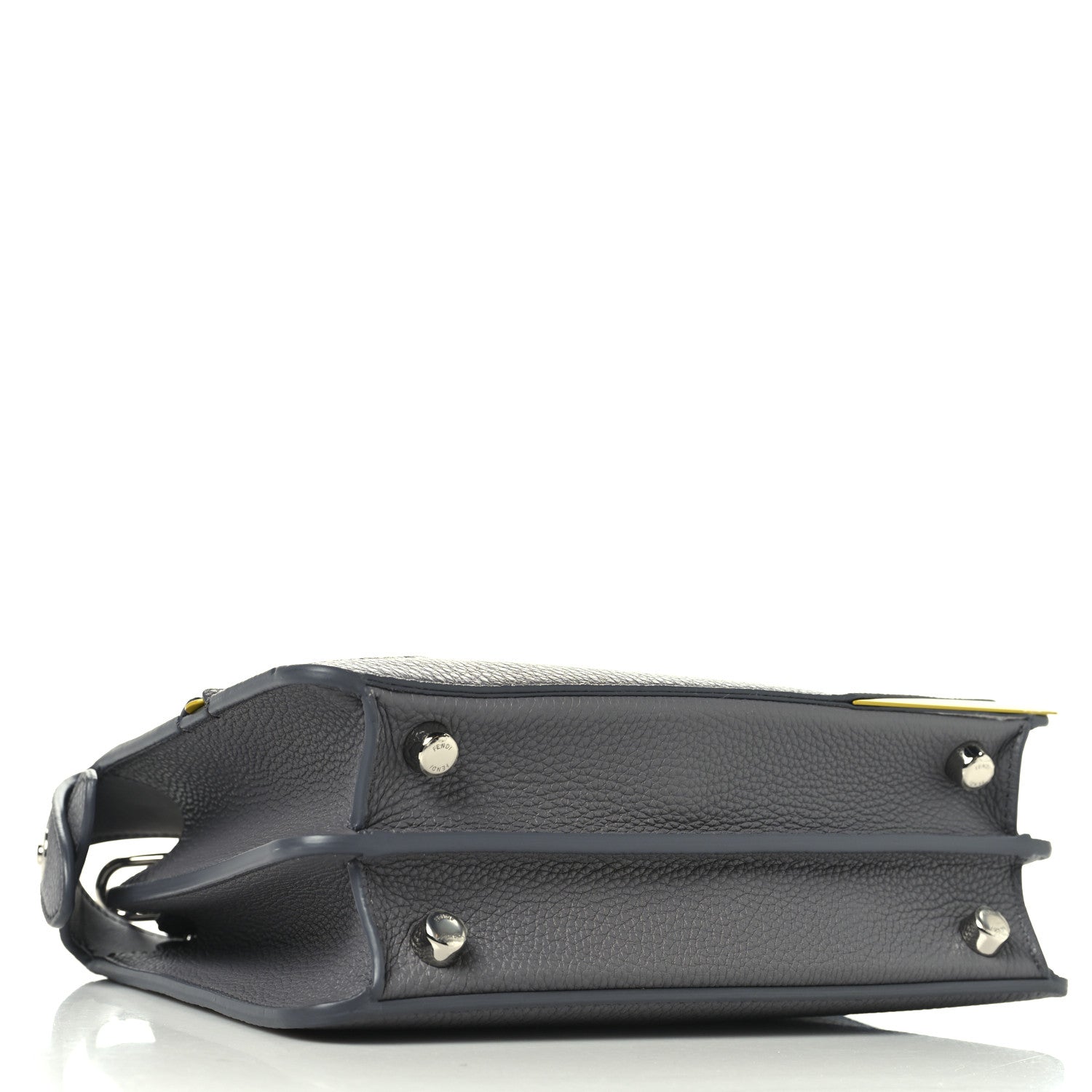 Fendi X MA YANSONG Cuoio Romano Aluminum Bi-Color Mini Peekaboo I SEE U Satchel Grey Yellow 4 of 12