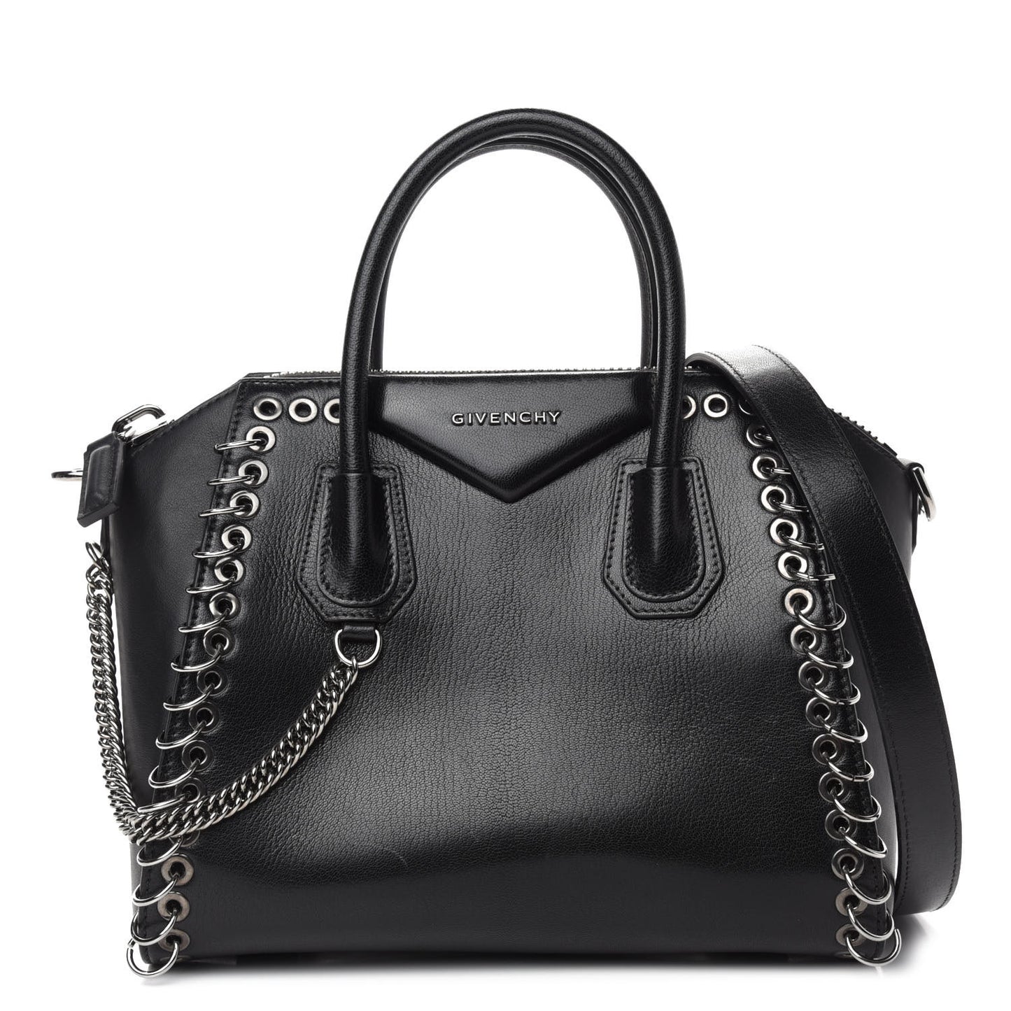 Sugar Goatskin Small Eyelet Antigona Black