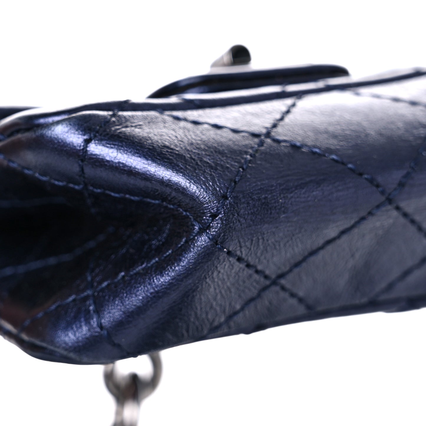 Metallic Aged Calfskin Quilted 2.55 Reissue 225 Flap Blue