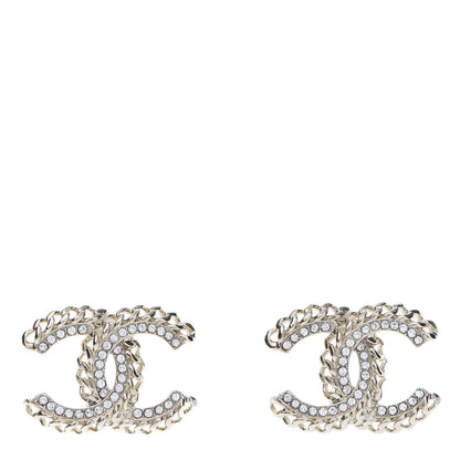Chanel Crystal Chain CC Earrings Gold 1 of 4