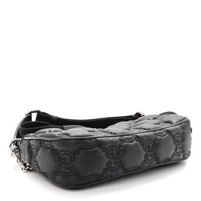 Gucci Nylon Calfskin Enamel GG Matelasse Chain Handbag Black 4 of 12