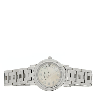 Hermes Stainless Steel Pink Mother of Pearl 24mm Clipper Quartz Watch 2 of 4