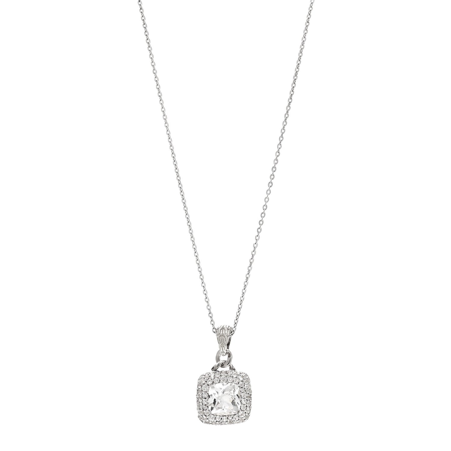 Sterling Silver White Topaz Batu Klasik Pendant Necklace