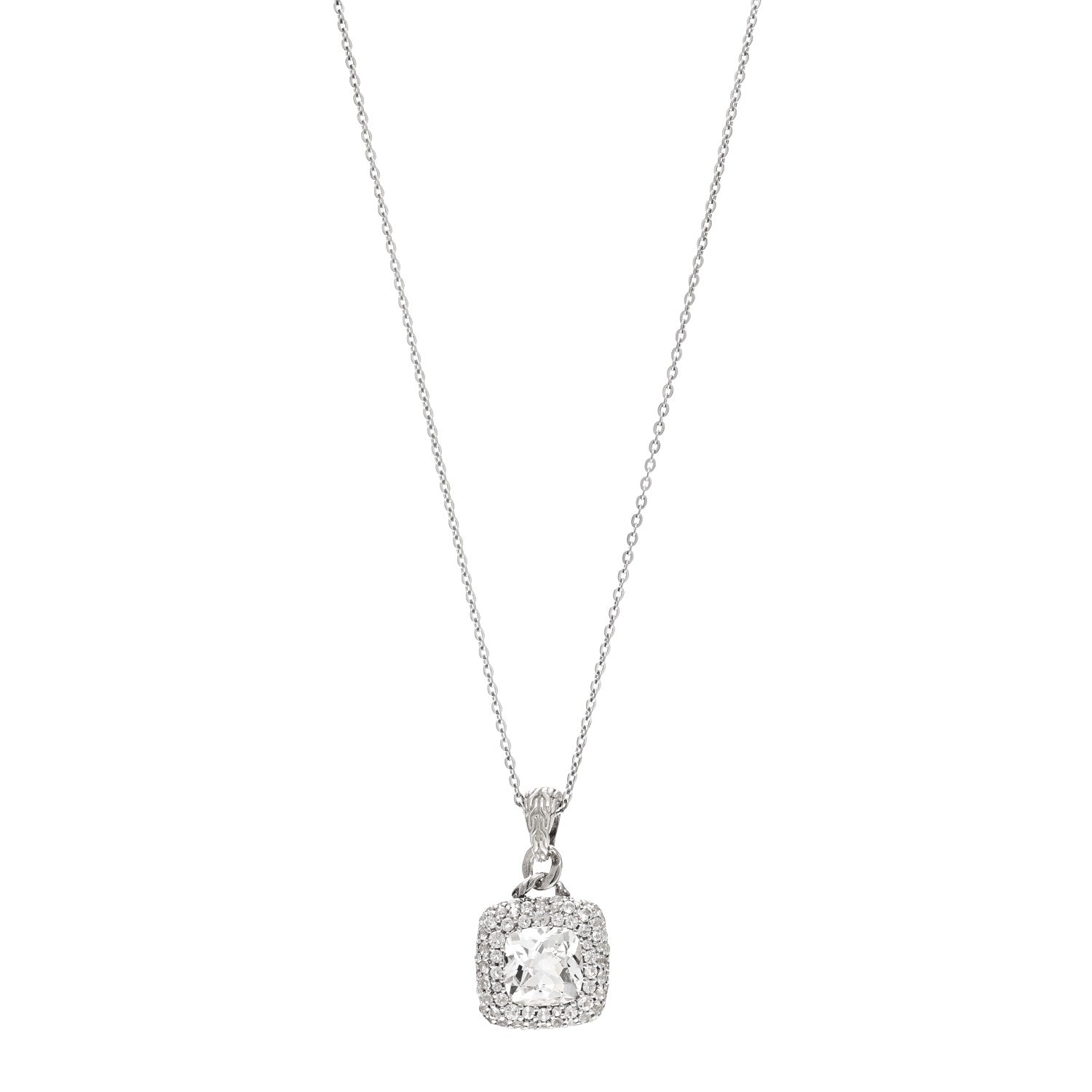 John Hardy Sterling Silver White Topaz Batu Klasik Pendant Necklace 1 of 6