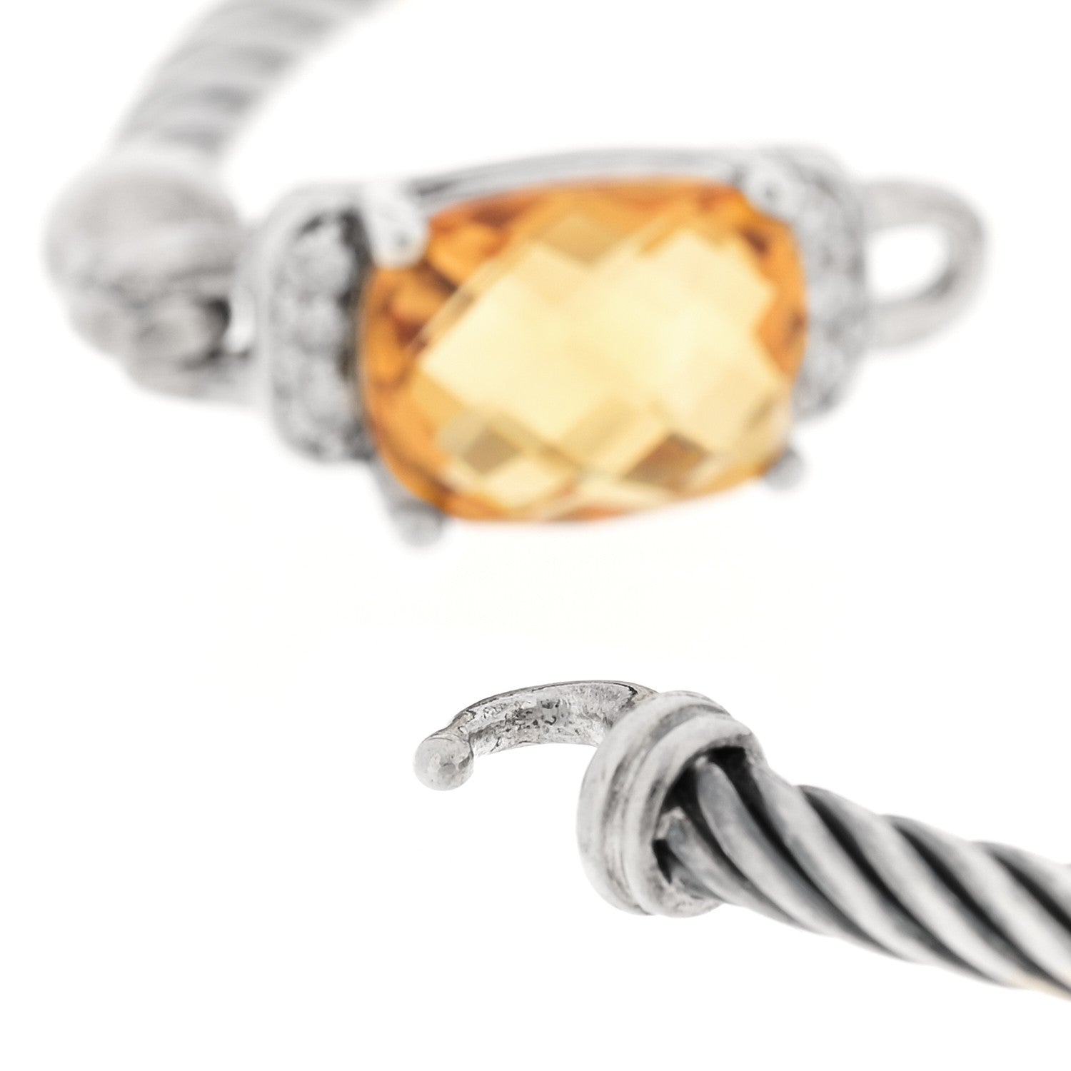 David Yurman Sterling Silver Diamond Citrine 3mm Petite Wheaton Bracelet 4 of 4