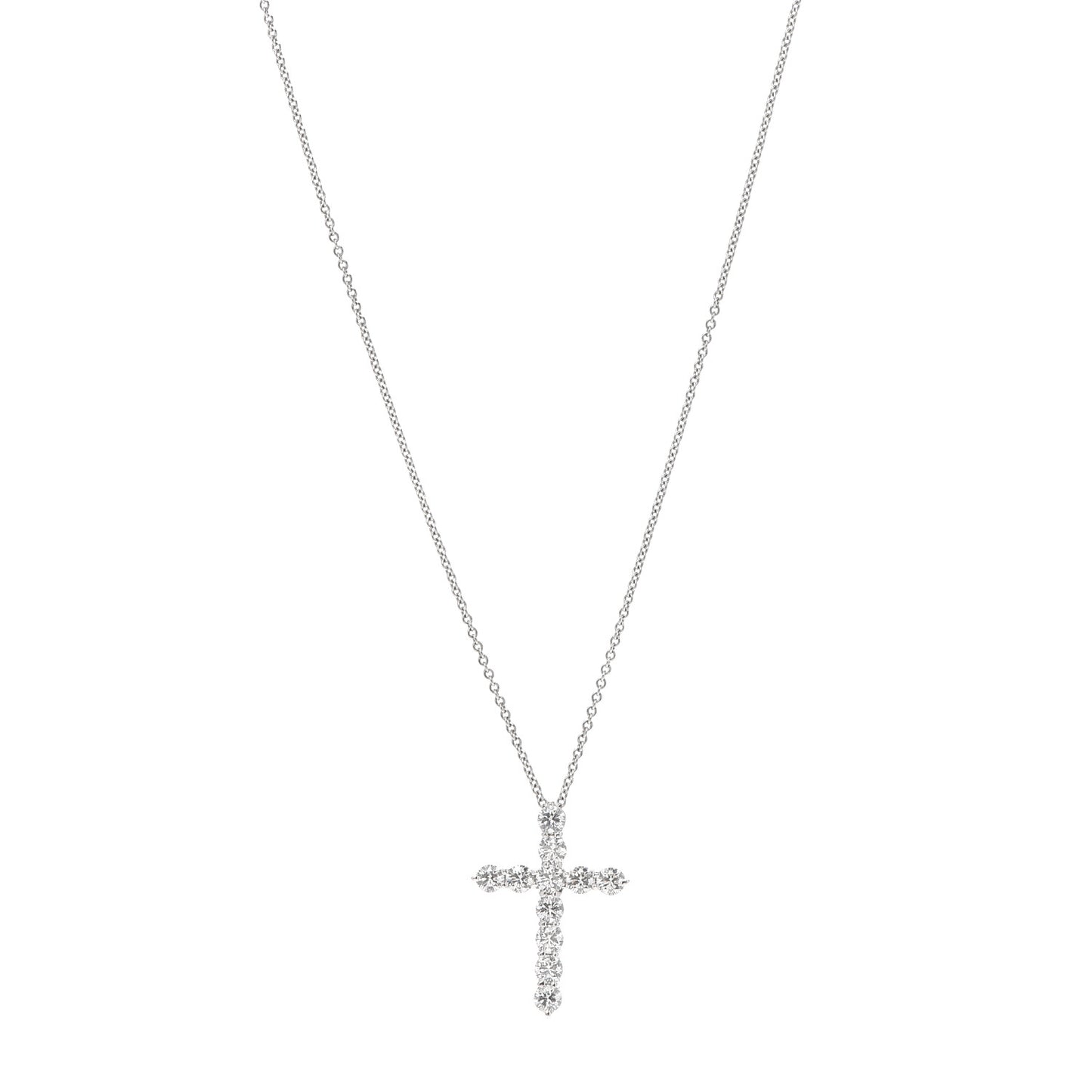 Platinum Diamond Medium Cross Pendant Necklace
