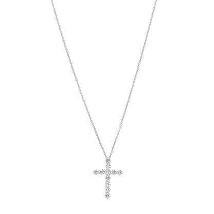 Tiffany Platinum Diamond Medium Cross Pendant Necklace 1 of 6