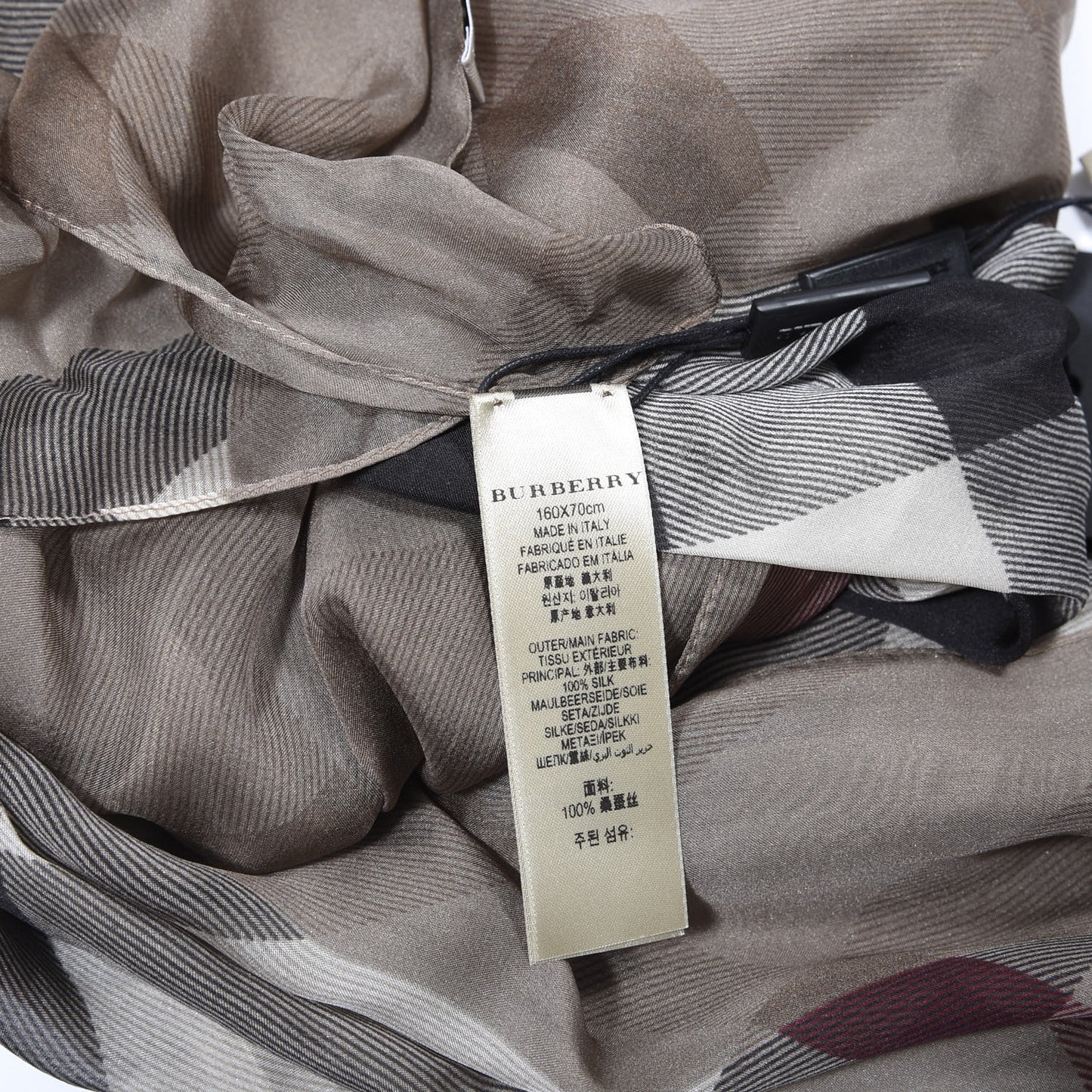 Silk Chiffon Smoked Check Colour Block Scarf Trench