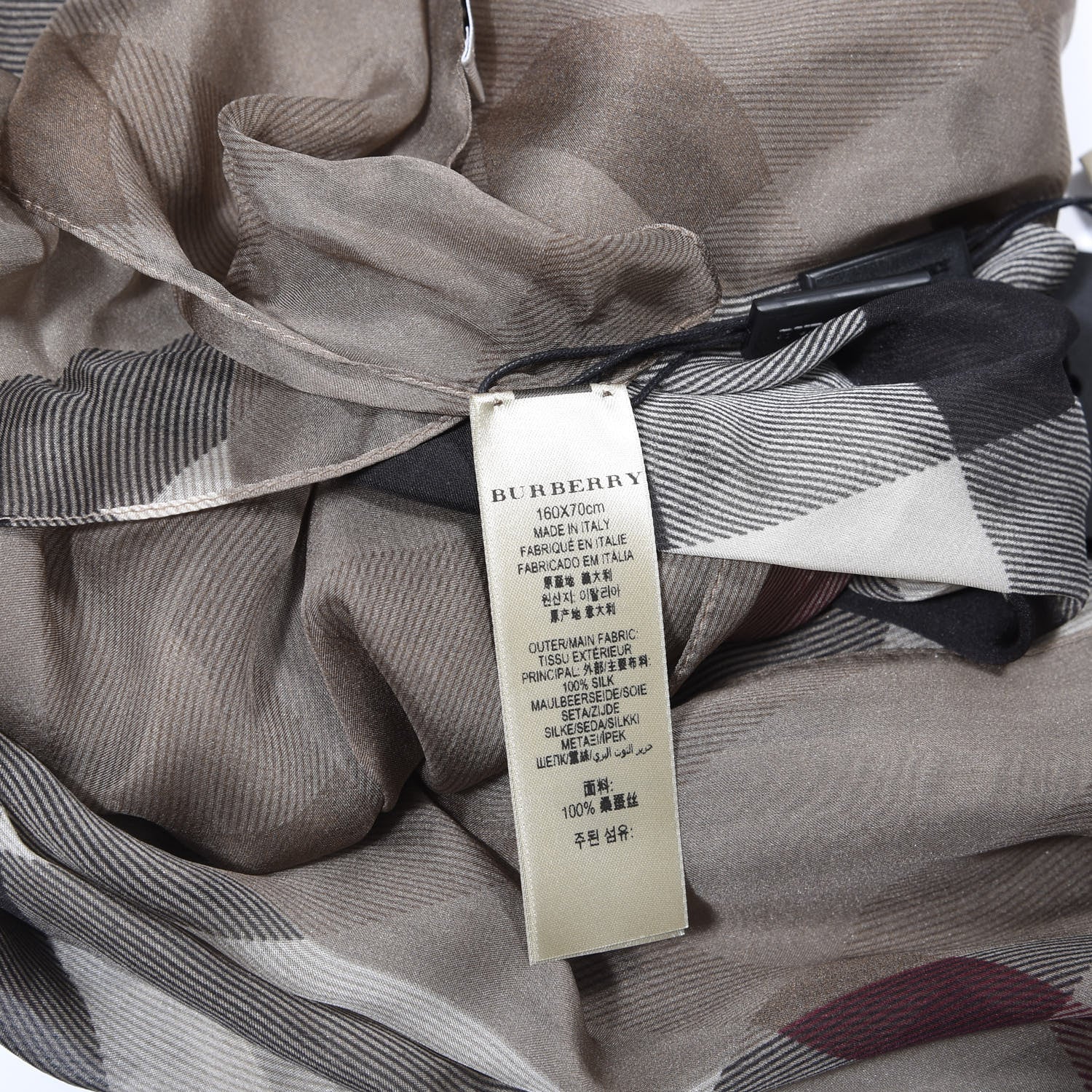 Burberry Silk Chiffon Smoked Check Colour Block Scarf Trench 3 of 4