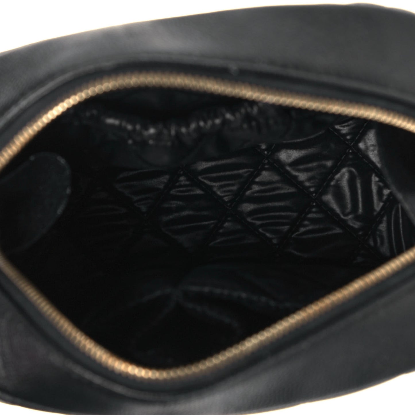 Caviar Quilted Curvy Pouch Cosmetic Case Black
