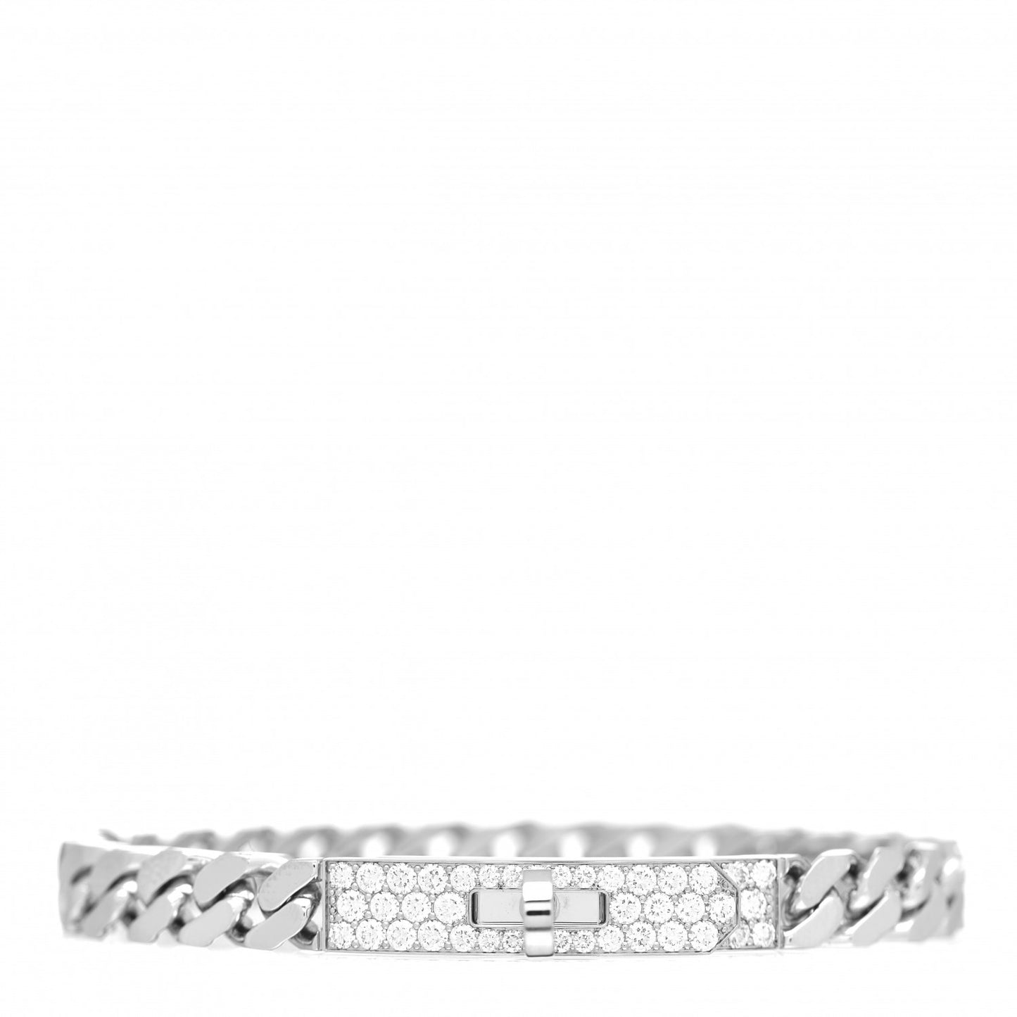 18K White Gold Diamond TPM Kelly Gourmette Bracelet SH