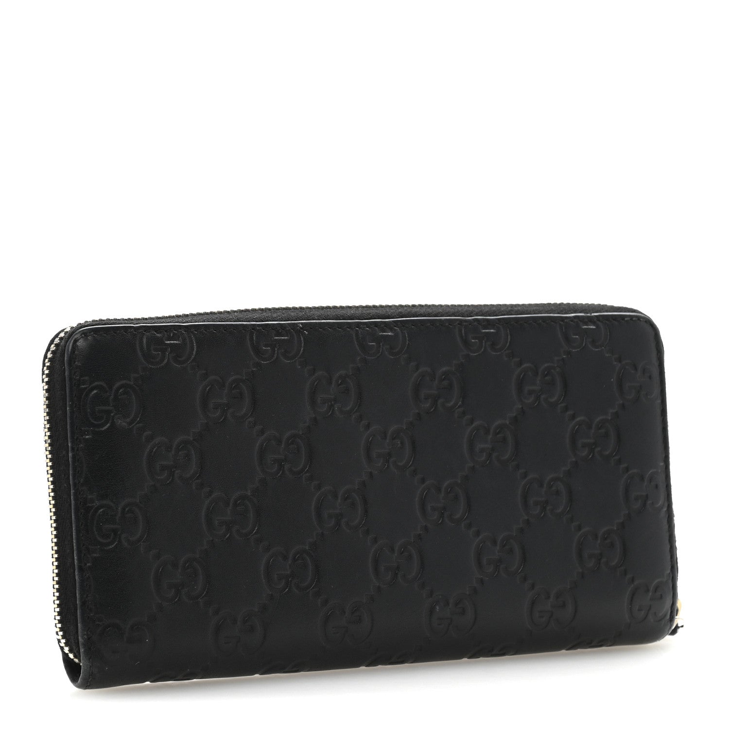 Gucci Guccissima Margaux Calfskin Metal Bar Zip Around Wallet Black 3 of 10