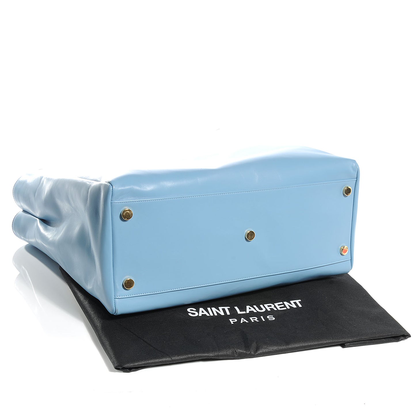 Leather Reversible Shopper Tote Sky Blue