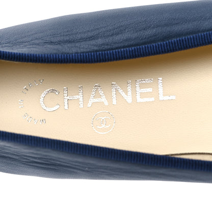 Chanel Lambskin CC Cap Toe Ballerina Flats 41 Navy 7 of 8