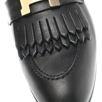 Hermes Goatskin Womens Royal Loafers 38.5 Black 9 of 10
