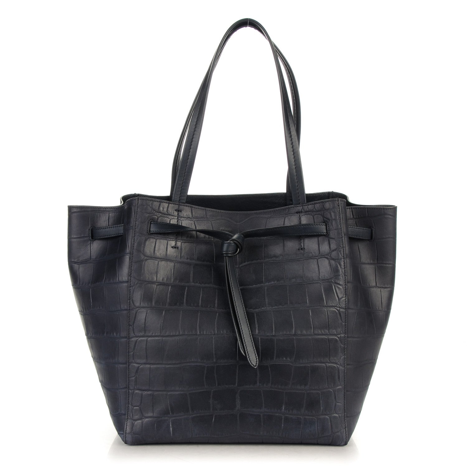 Celine Crocodile Embossed Nubuck Small Belt Cabas Phantom Navy Blue 1 of 8