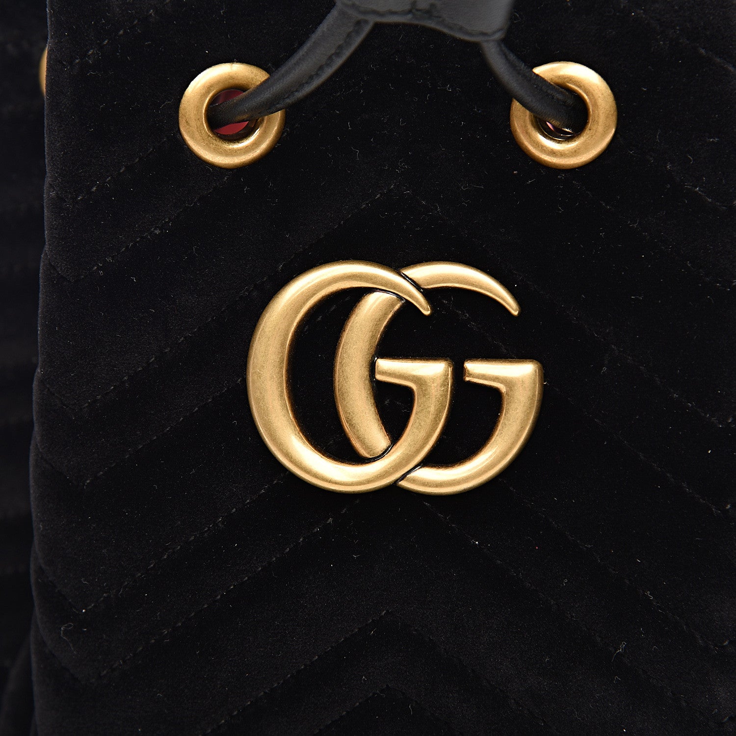 Gucci Velvet Matelasse GG Marmont Bucket Bag Black 10 of 10