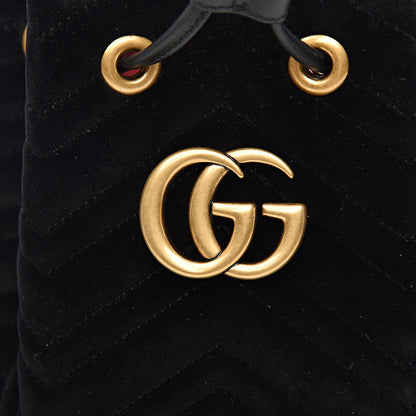 Gucci Velvet Matelasse GG Marmont Bucket Bag Black 10 of 10