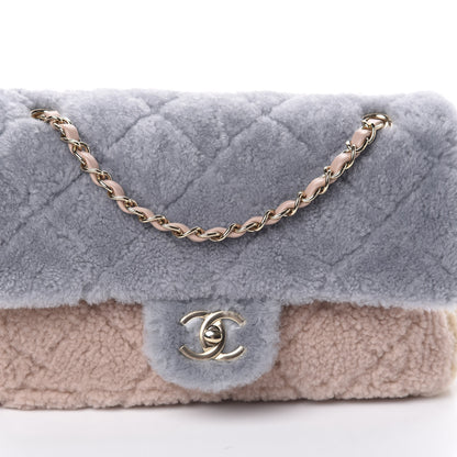 Chanel Shearling Sheepskin Single Flap Gray Pink Beige 8 of 10