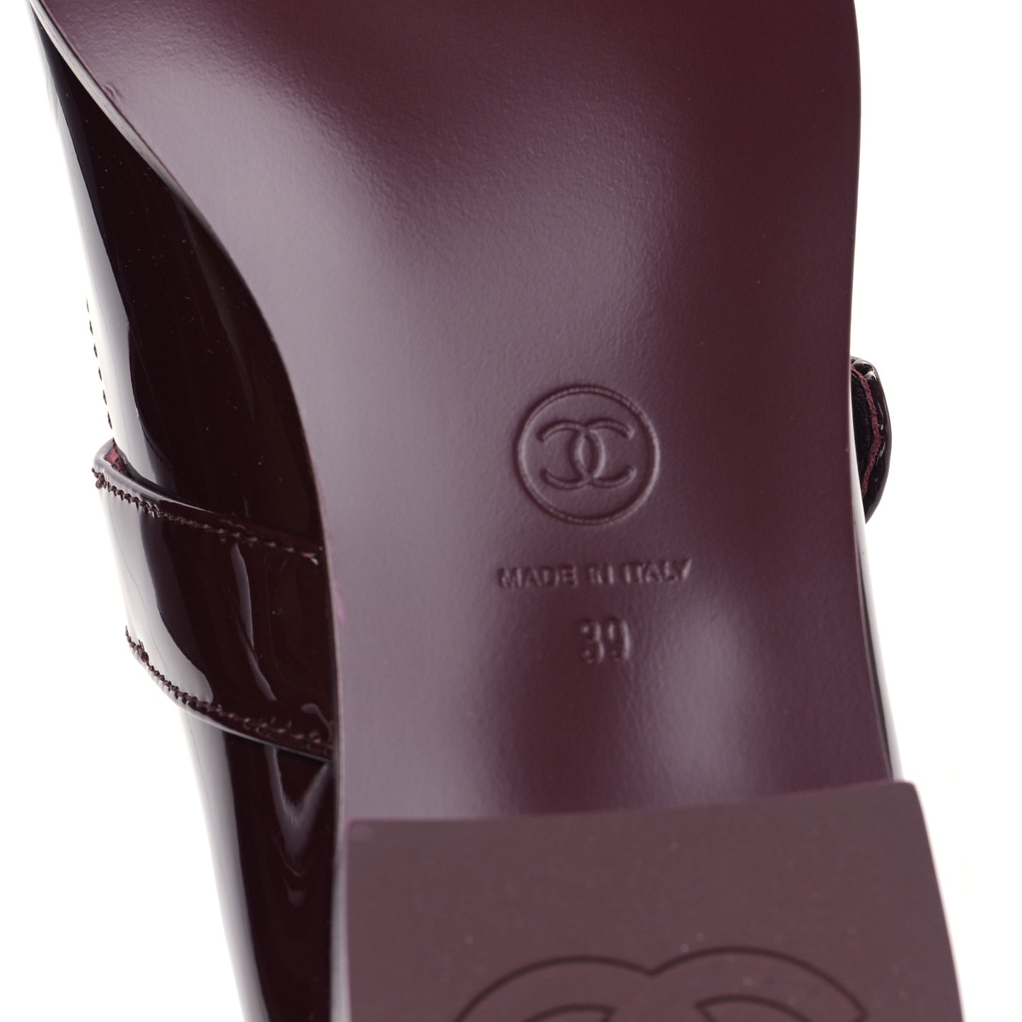Patent Calfskin Mary Janes Flats 39 Burgundy