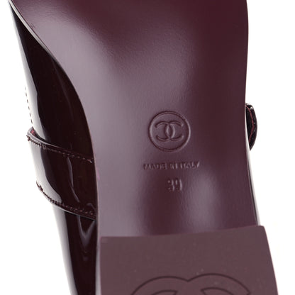 Chanel Patent Calfskin Mary Janes Flats 39 Burgundy 6 of 9