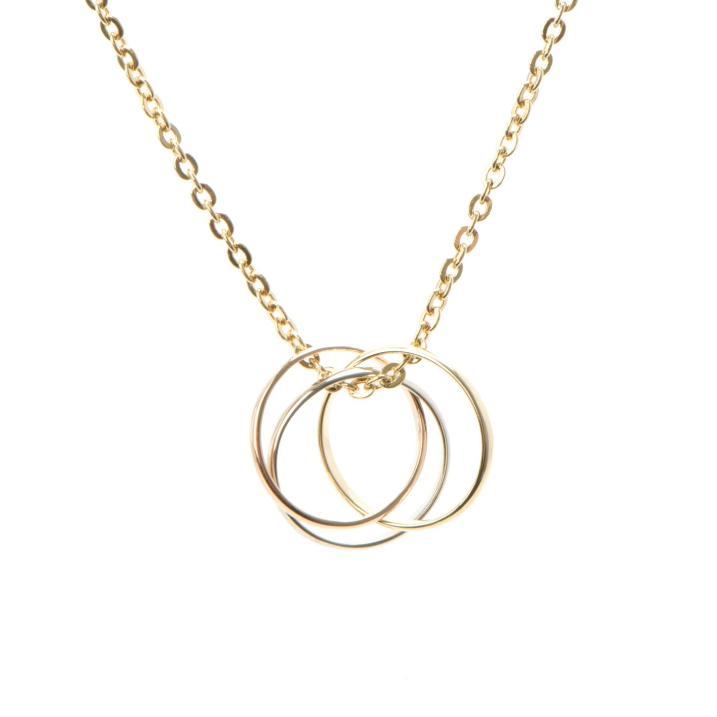 18K Pink Yellow White Gold Trinity Pendant Necklace
