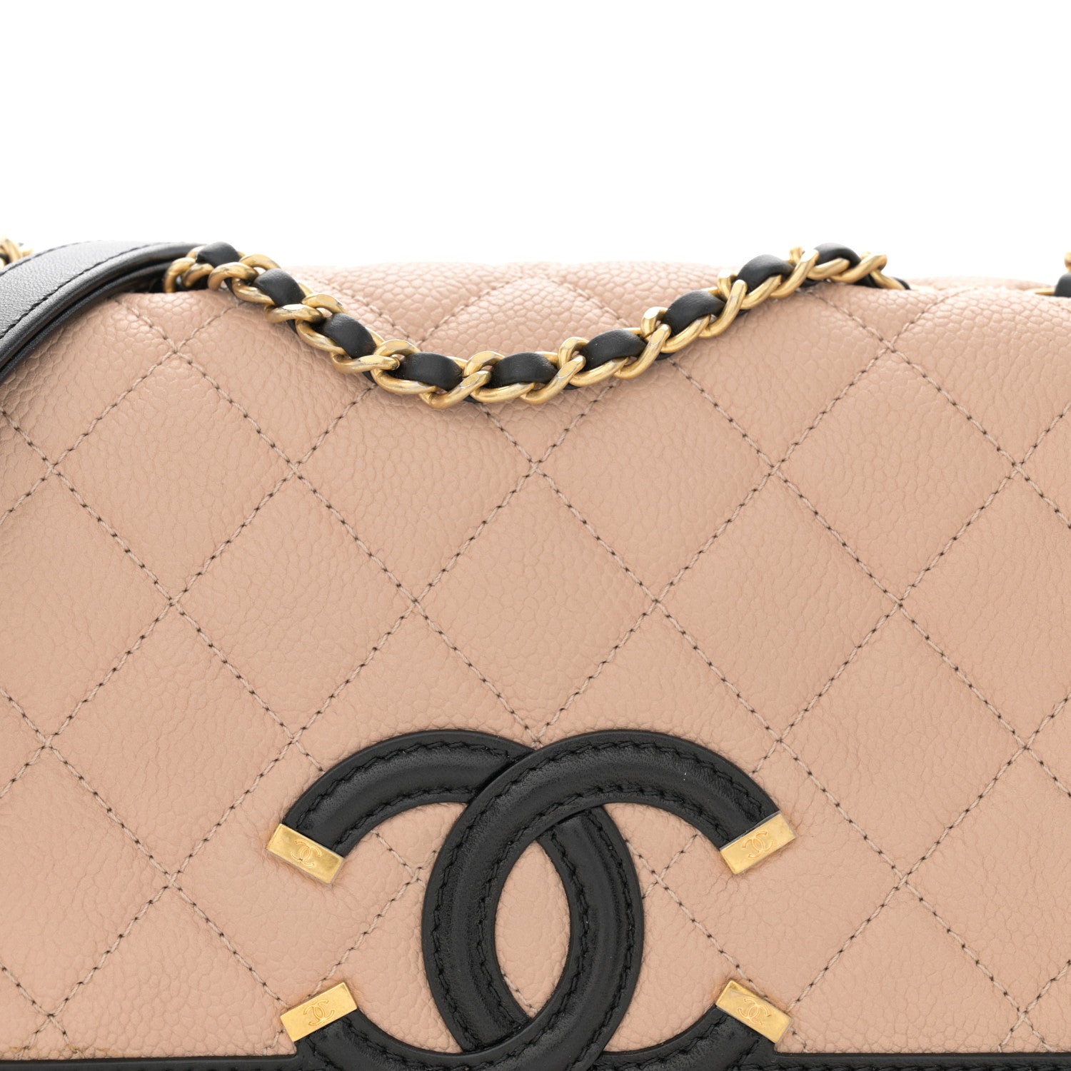 Chanel Caviar Quilted Small CC Filigree Flap Beige Black 8 of 11