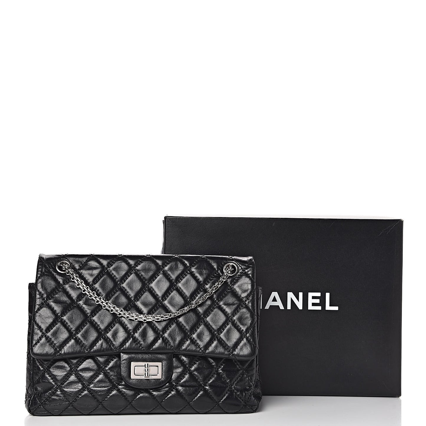 Glazed Calfskin Quilted Surpique 2.55 Reissue Black