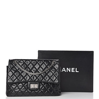Chanel Glazed Calfskin Quilted Surpique 2.55 Reissue Black 17 of 17