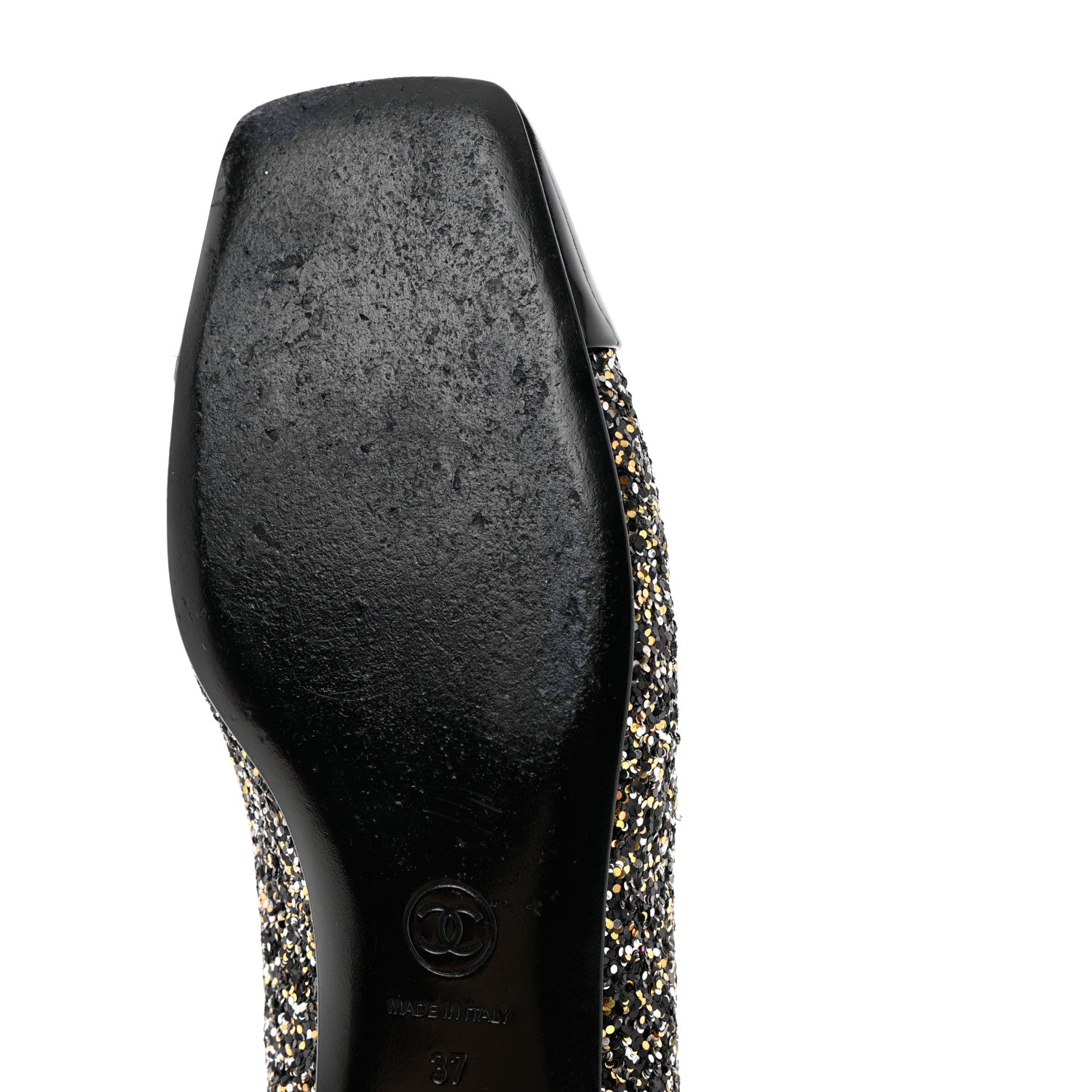 Chanel Glitter Fabric Patent Calfskin Moccasin Loafers 37 Black Bronze 9 of 9