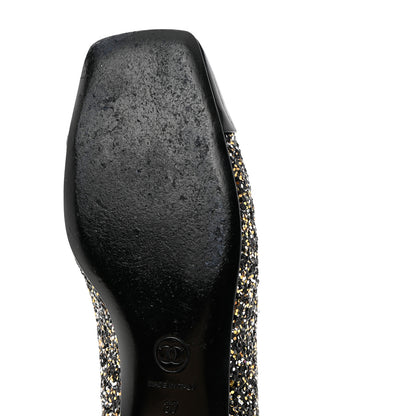 Chanel Glitter Fabric Patent Calfskin Moccasin Loafers 37 Black Bronze 9 of 9