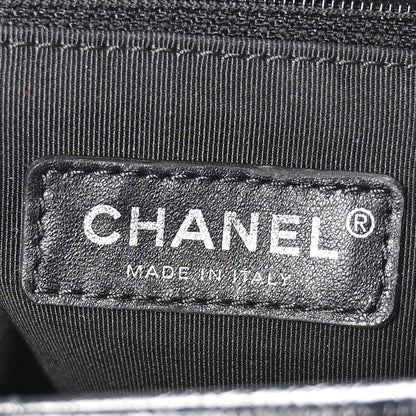 Chanel Calfskin Wool Embroidered Paris Hamburg Small Gabrielle Hobo Dark Navy Blue 6 of 11
