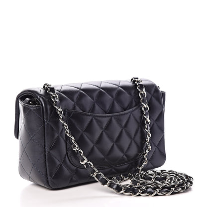 Chanel Metallic Lambskin Quilted Mini Rectangular Flap Navy 3 of 11