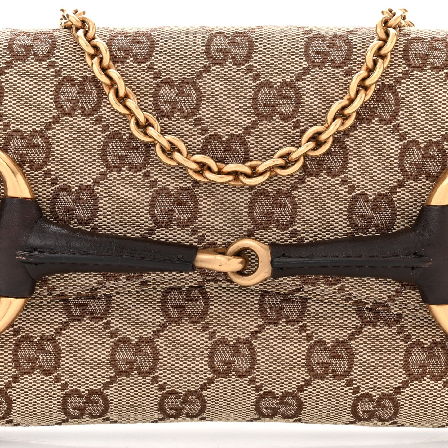 Monogram Horsebit Clutch Dark Brown