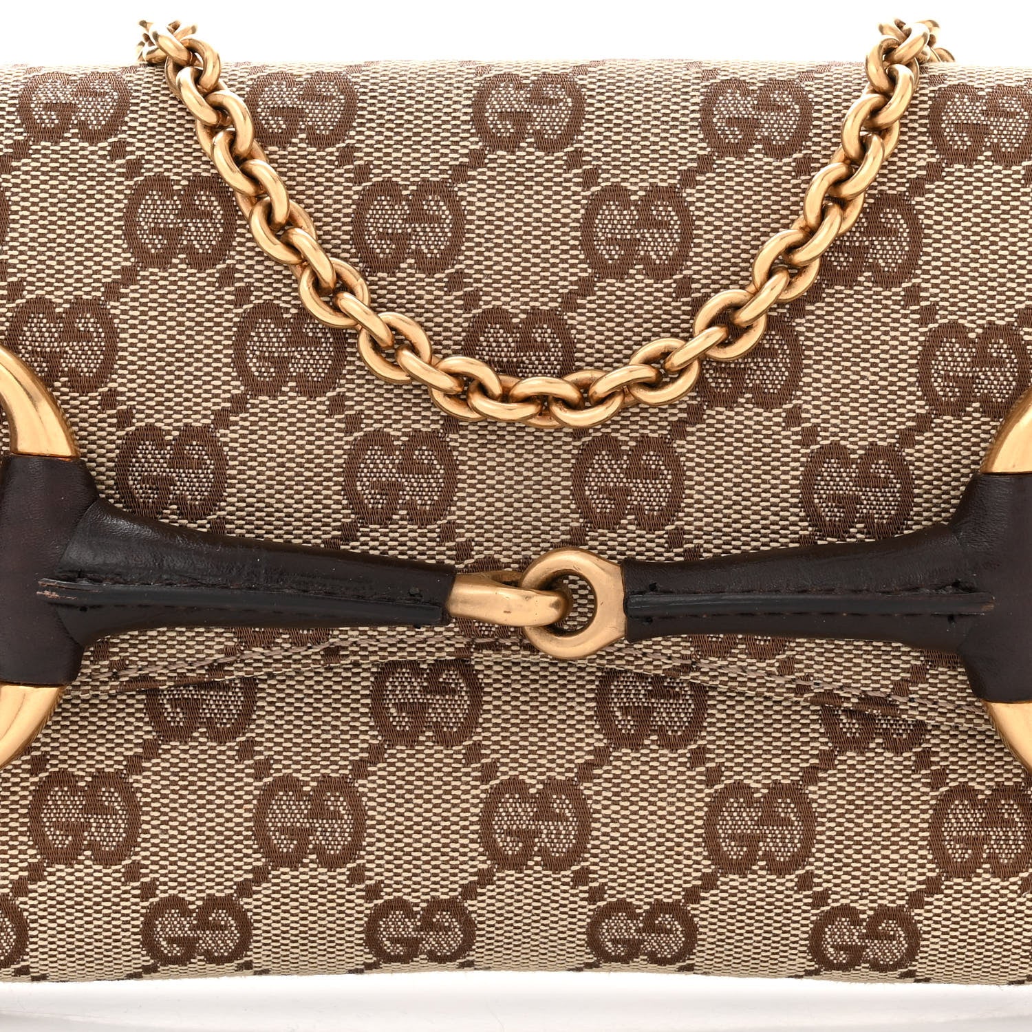 Gucci Monogram Horsebit Clutch Dark Brown 8 of 10