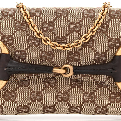 Gucci Monogram Horsebit Clutch Dark Brown 8 of 10