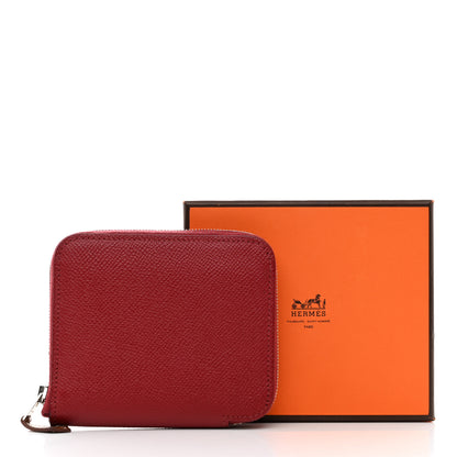 Hermes Epsom Silk'in Compact Wallet Rouge Sellier 9 of 9