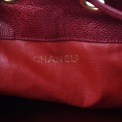 Chanel Caviar CC Drawstring Shoulder Bag Red 7 of 13