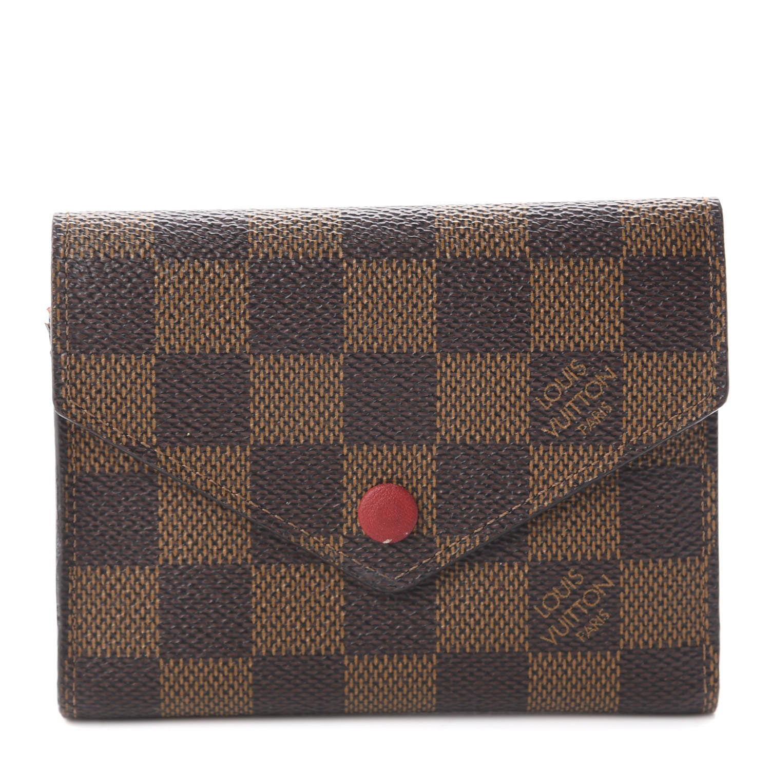 Louis Vuitton Damier Ebene Victorine Wallet Red 1 of 6