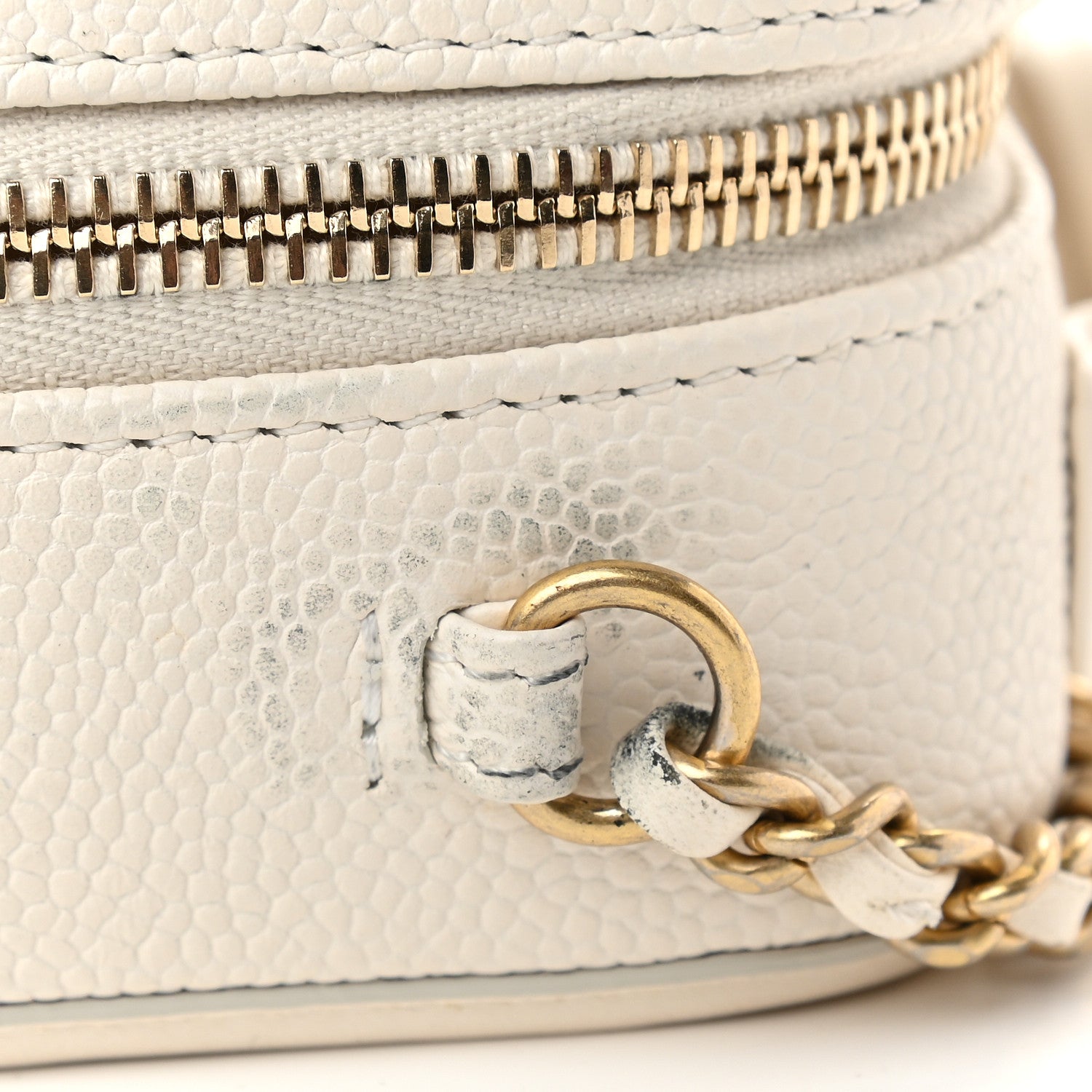 Chanel Caviar Quilted Small CC Filigree Vanity Case White 10 of 11