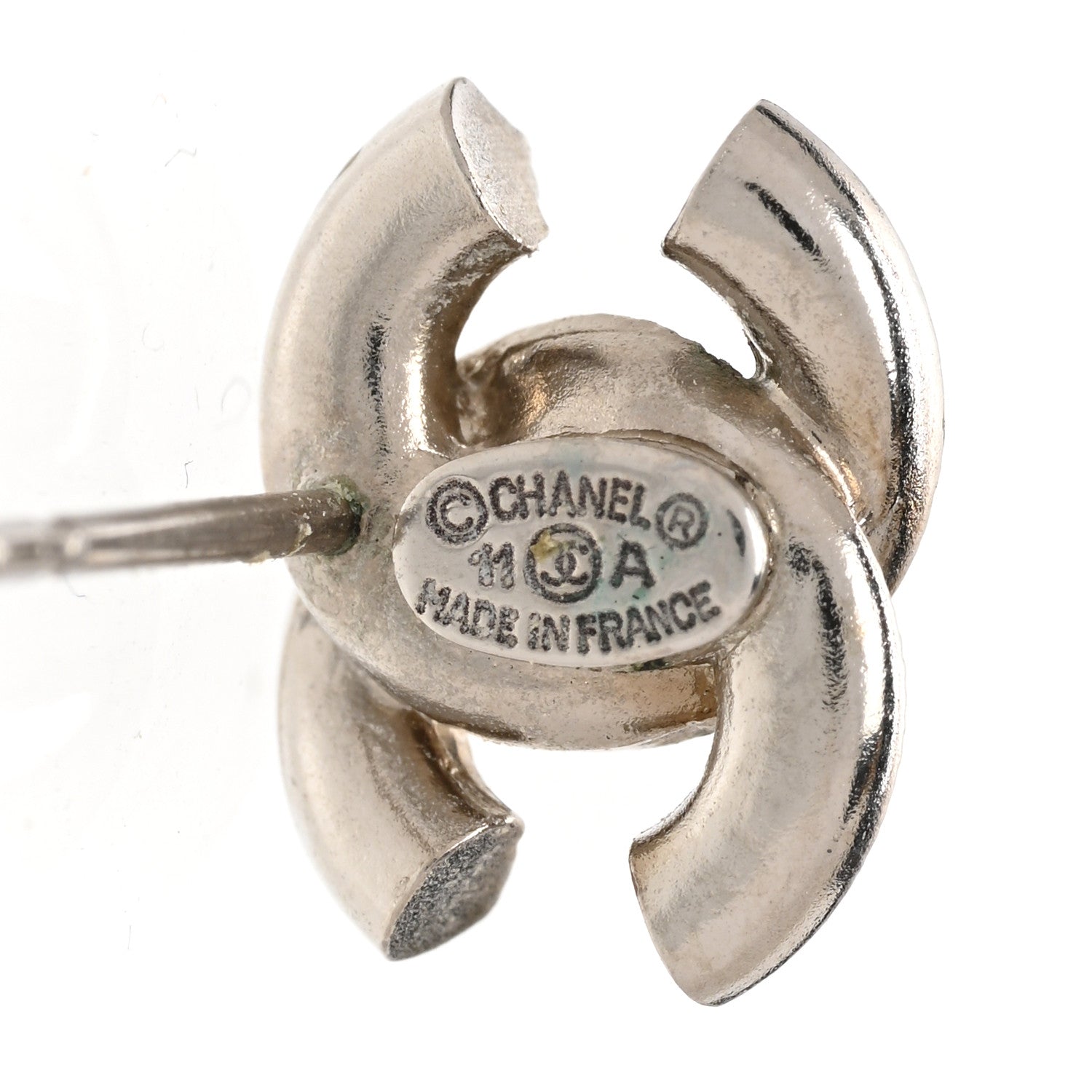 Chanel Enamel Crystal CC Earrings Silver 4 of 4