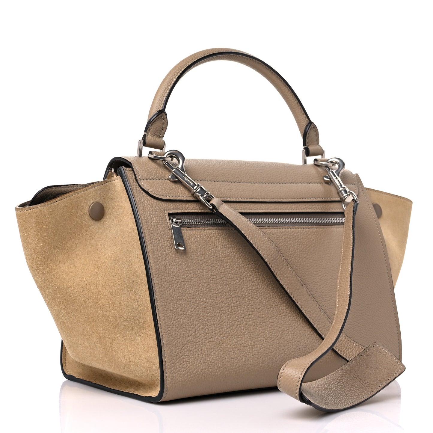 Drummed Calfskin Suede Small Trapeze Dune